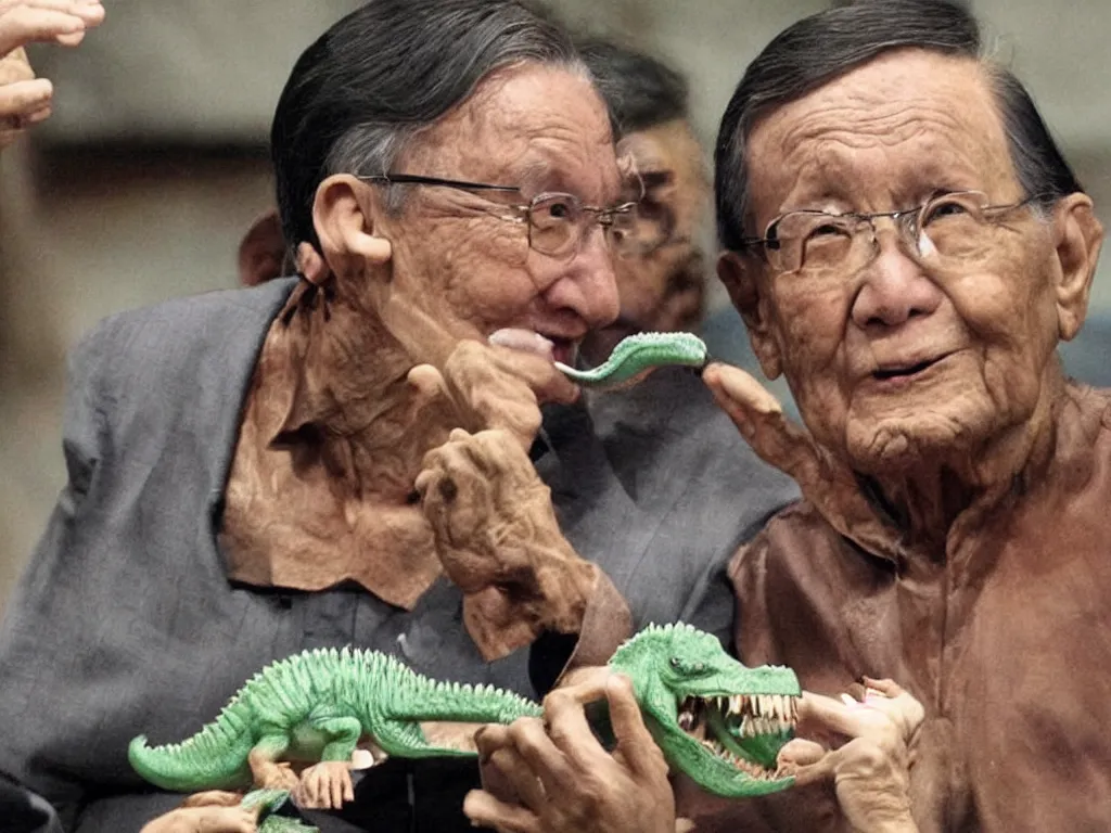 Image similar to Enrile eating a dinosaur