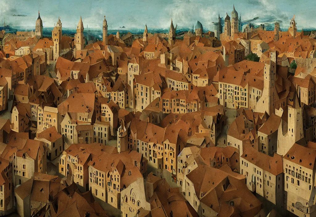 Image similar to accidentally wes anderson award - winning photograph of a medieval city, art by hieronymus bosch, art by greg rutkowsky, trending on artstation, cinematic lighting, filmic grain, golden hour, detailed, 4 k