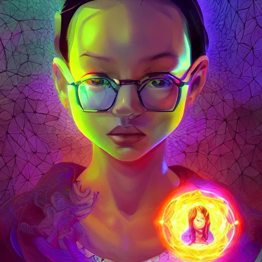 Image similar to skill magic geek inside matrix deepdream radiating a glowing aura stuff loot legends stylized digital illustration video game icon artstation lois van baarle, ilya kuvshinov, rossdraws,