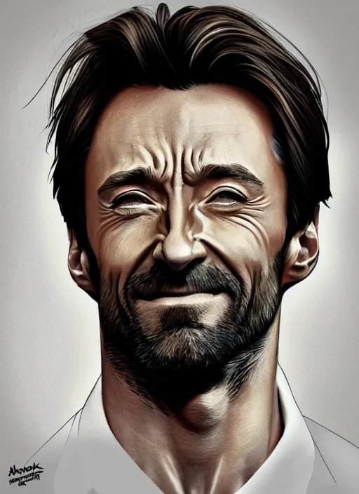 Image similar to Hugh Jackman portrait, digital art, trending on Artstation