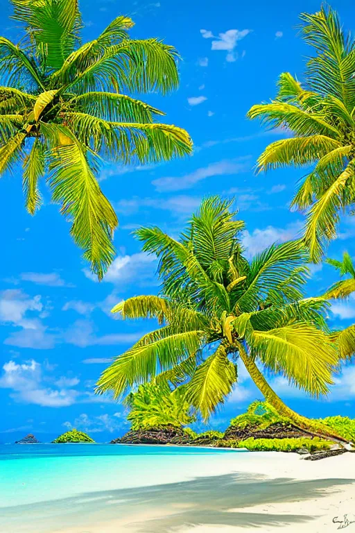 Image similar to beckoning palms lean over crystal clear water laid back hawaiian beach summer style by scott westmoreland