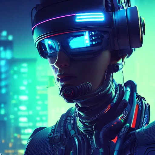 Image similar to cyberpunk concept bot, cinema 4 d, galaxy, ufo, space sci - fi, wearing vr goggles, illustration, portrait, pastel neon textured background night, trending on artstation, greg rutkowski, octane rendered, 1 2 k, detailed,