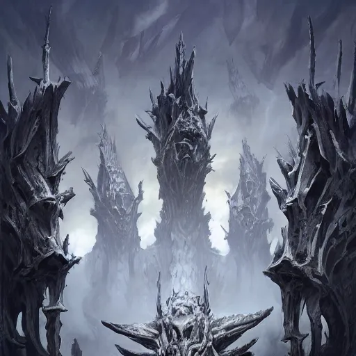 Image similar to a demon wall towers made of bones, bone walls, bones on the walls, violet battlefield theme, dark art masterpiece artstation. 8 k, sharp high quality artwork in style of jose daniel cabrera pena and greg rutkowski, concept art by tooth wu, blizzard warcraft artwork, hearthstone card game artwork, wall made of bones