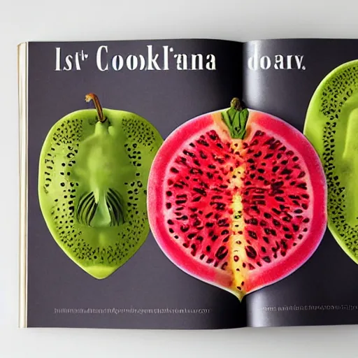Image similar to cookbook illustrations of fruit that look like human body parts
