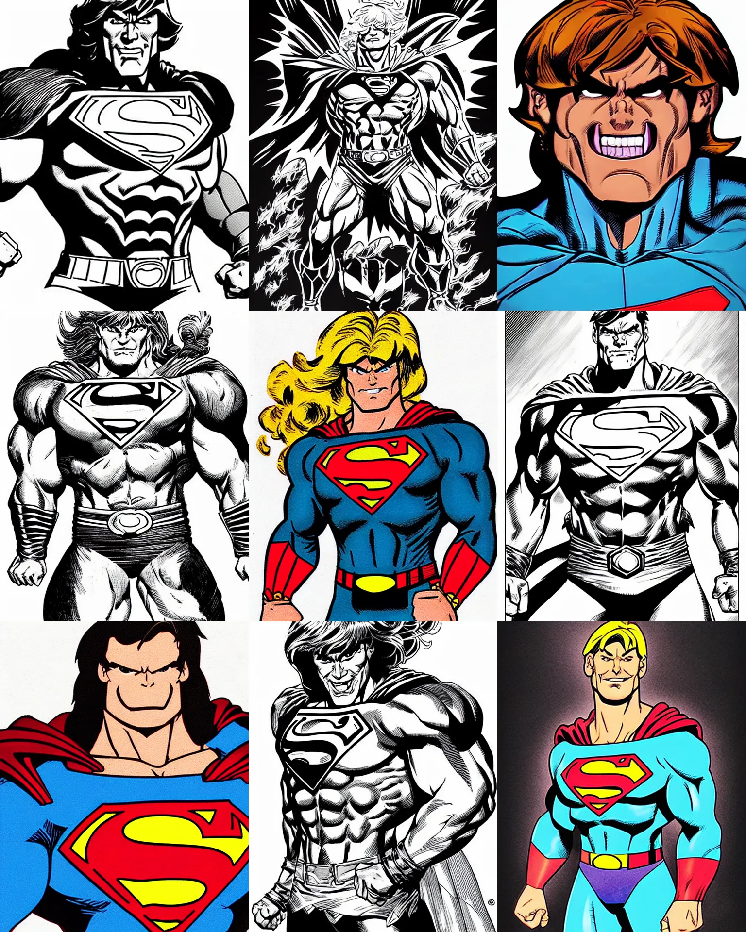 Prompt: he - man!!! jim lee!!! happy face shot!! flat ink sketch by jim lee face close up headshot superman costume in the style of jim lee, x - men superhero comic book character by jim lee