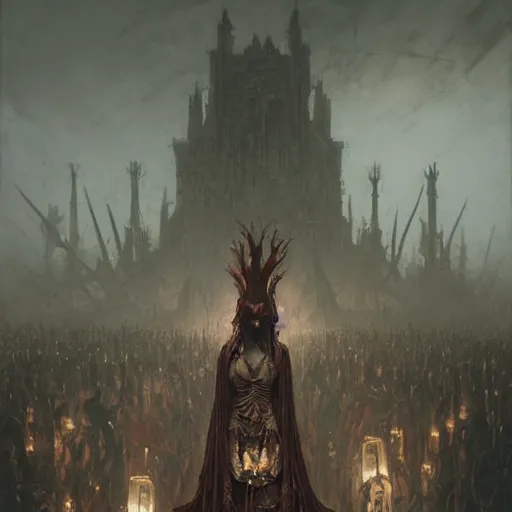 Image similar to The march of the dead, horror, intricate, moody, highly detailed, artstation, concept art, smooth, sharp focus, illustration, art by greg rutkowski and orientalism and bouguereau and Zdzislaw Beksinski, Dungeons & Dragons, good clear quality, lighting, biology, symmetrical artwork, evil, 135 mm, cinematic, hyper realism, high detail, octane render, 8k, chrome accents