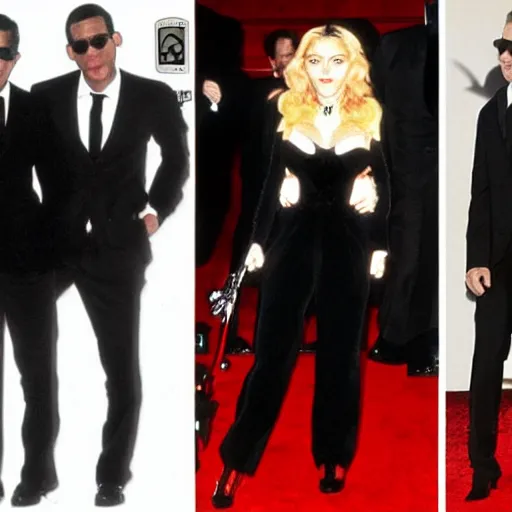 Image similar to Madonna as an agent of men in black