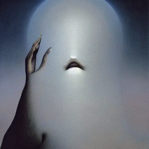 Prompt: god by Zdzisław Beksiński, oil on canvas