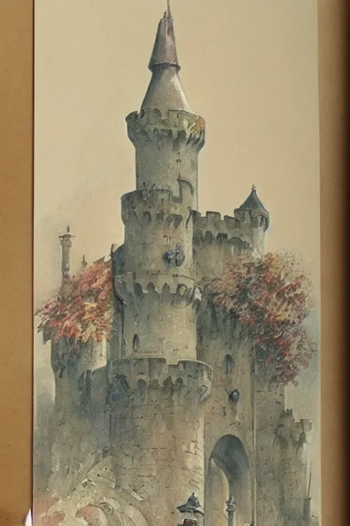 Image similar to 1950s castle . muted colors. by Jean-Baptiste Monge