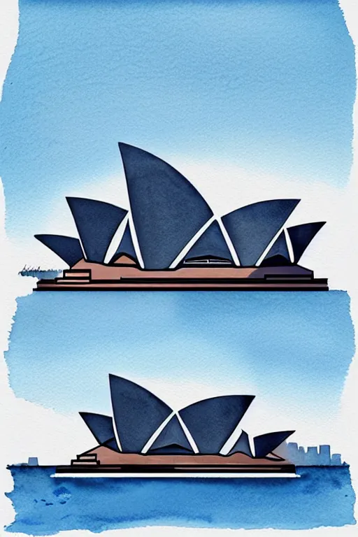 Prompt: minimalist watercolor art of sydney opera, illustration, vector art