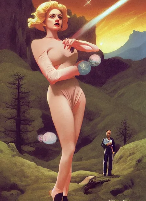 Image similar to twin peaks poster art, old retro pulp, by michael whelan, rossetti bouguereau, artgerm, nostalgic, old fashioned, david bowie floating through the cosmo outer space