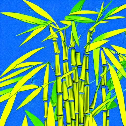 Prompt: lucky bamboo plant with blue background