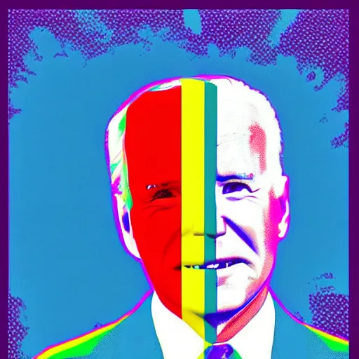 Image similar to rainbow joe biden. pop art