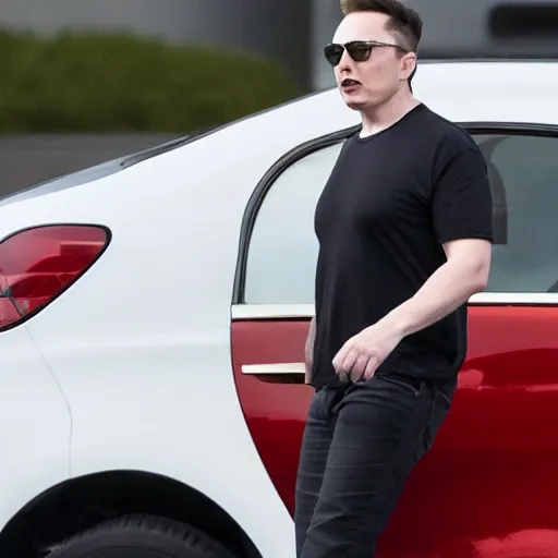 Prompt: elon musk robbing a bank. dollars. lots of dollars. theft. security.