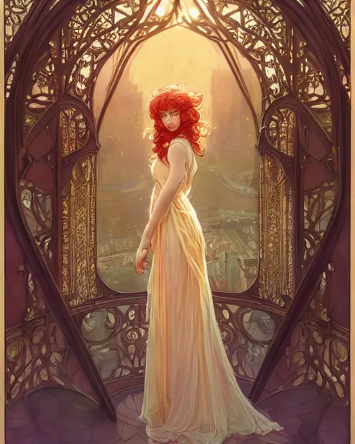 Image similar to secret romance, highly detailed, very intricate, art nouveau, gold filigree, romantic storybook fantasy, soft cinematic lighting, award - winning, disney concept art watercolor illustration by mandy jurgens and alphonse mucha and alena aenami, pastel color palette, featured on artstation
