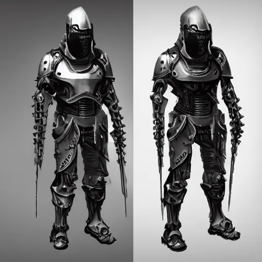 Image similar to cyberpunk crusader, armor on arms and legs, huge biomechanical axe on shoulder, wearing hoodie, crusader helmet under hood