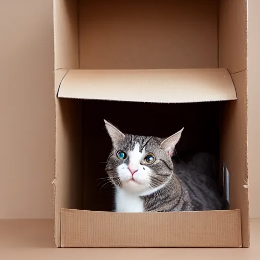 Image similar to cat in a cardboard box