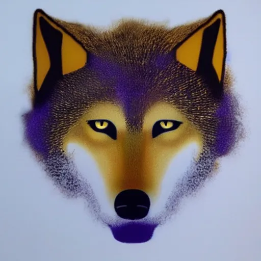 Image similar to golden wolf with glowing purple eyes