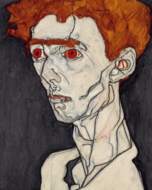 Image similar to portrait of morty by egon schiele in the style of greg rutkowski