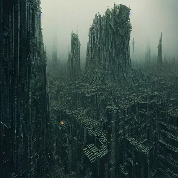 Prompt: futuristic megacity, nightmare horrorcore landscape, acid metal deep colors!, a photograph taken by beksinski gammell giger matte painting unreal engine