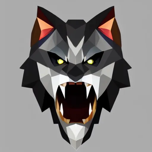 Image similar to a vector logo of rengar from league of legends, low poly,