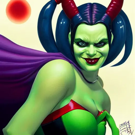 Prompt: lofi portrait of harley quinn as shehulk, pixar style, by tristan eaton stanley artgerm and tom bagshaw.