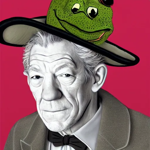 Image similar to a portrait of ian mckellen in the style of frog and toad