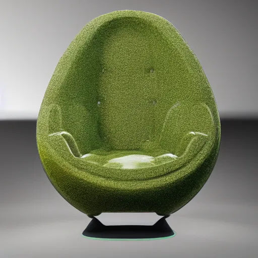 Image similar to a chair shaped like an avocado, 8 k, high definition, extremely detailed, photo realistic