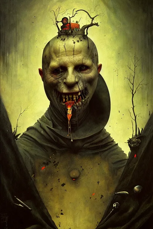 Image similar to hieronymus bosch, greg rutkowski, anna podedworna, painting of corey taylor in his mask