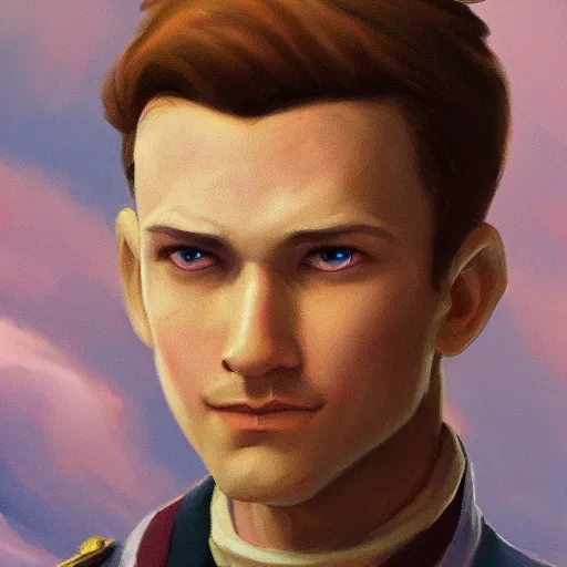 Image similar to a portrait of a hero in a disney movie, oil painting, pale colors, high detail, 8 k, wide angle, trending on artstation,