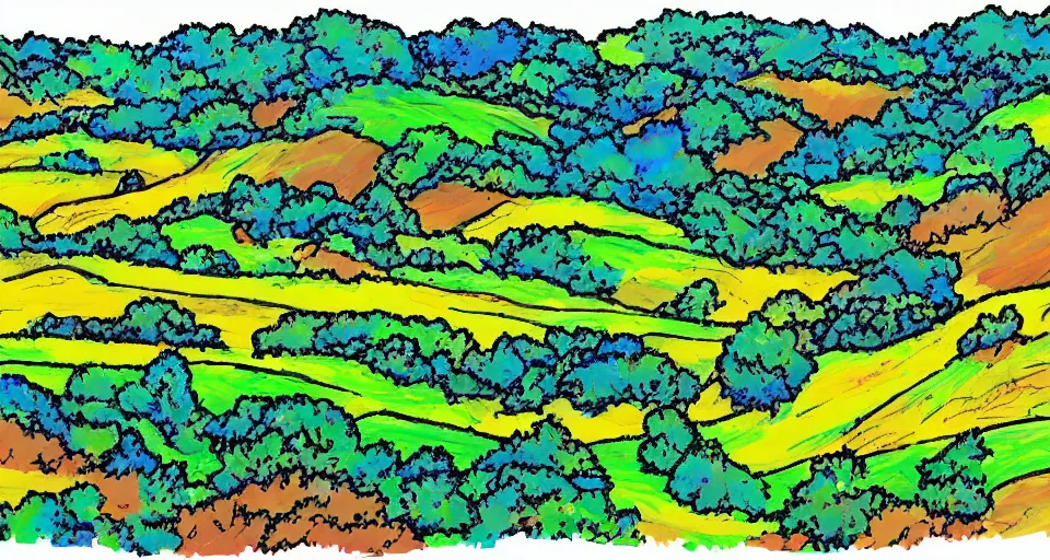 Image similar to Masterfully drawn mspaint art piece of rolling hills. Amazing beautiful incredible wow awe-inspiring fantastic masterpiece gorgeous fascinating glorious great.