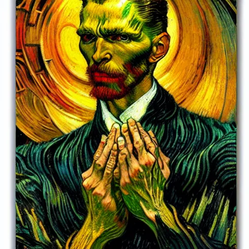 Image similar to Divine Chaos Engine by Karol Bak, Jean Delville, and Vincent Van Gogh, in the style of Van Gogh