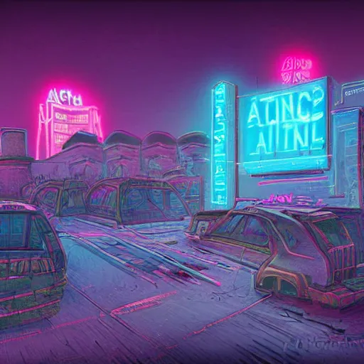 Image similar to neon ancient ruins, digital art, retrowave art, trending on art station