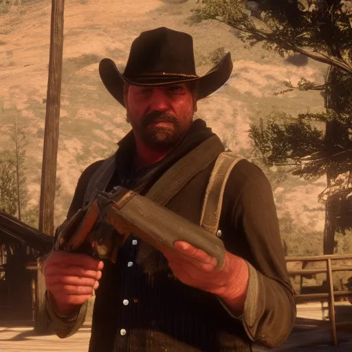 Image similar to Film still of El Risitas in Red Dead Redemption 2 (2018 video game)