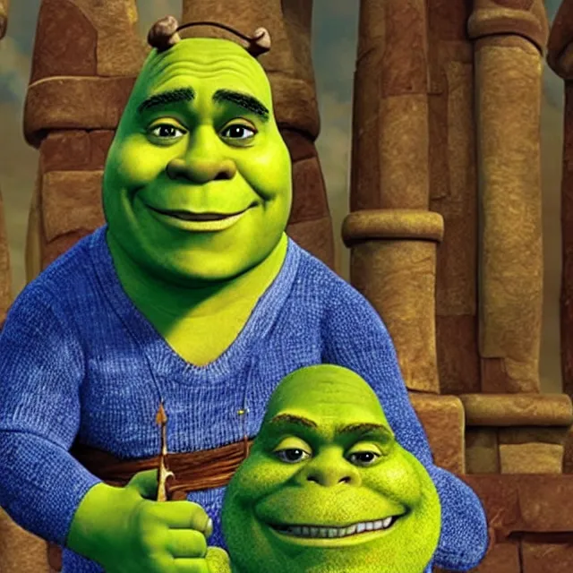 Image similar to shrek as president of ukraine