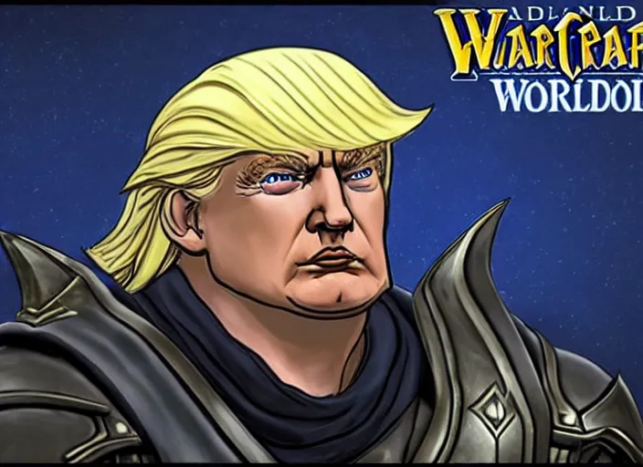 Image similar to donald trump as arthas in world of warcraft