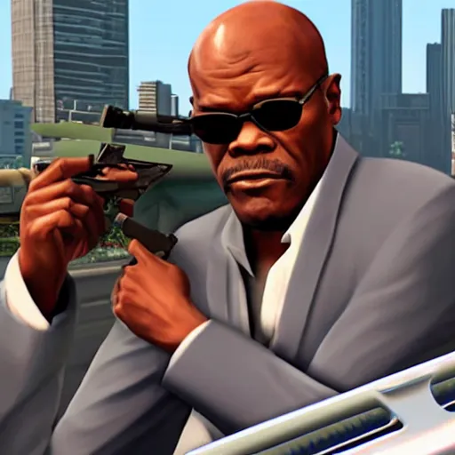 Image similar to Samuel L. Jackson on GTA V cover art