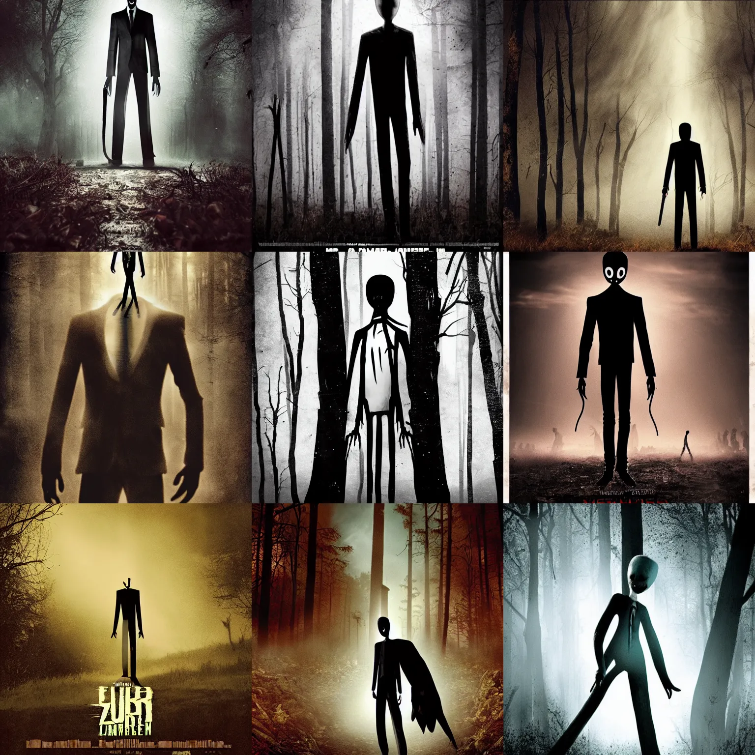 Prompt: movie poster, slenderman zombie, epic composition, cinematic lighting