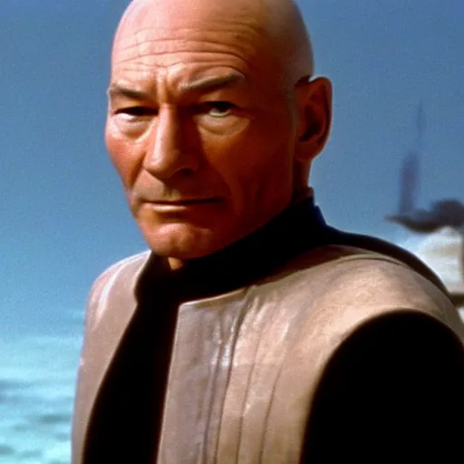 Image similar to a film still of patrick stewart in the movie star wars a new hope