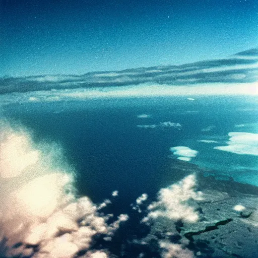 Prompt: photo of view from airplane of monster in marianas trench cinestill, 8 0 0 t, 3 5 mm, full - hd