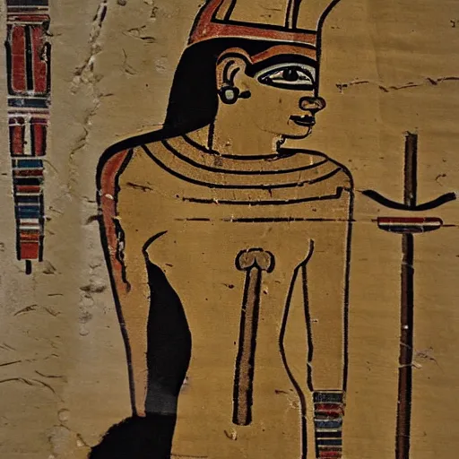 Image similar to ancient egyptian papyrus art painting of william s. burroughs