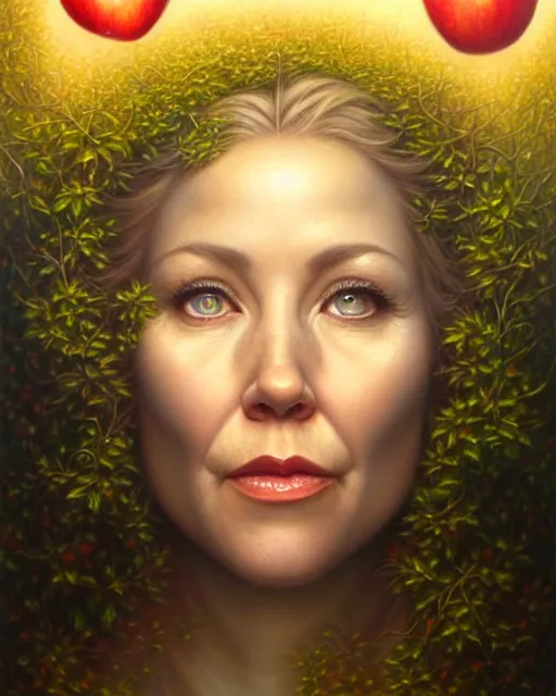 Image similar to detailed portrait of christina applegate apple!! gate! by tomasz alen kopera and peter mohrbacher and johanna martine! and margaret keane! coherent luminescent