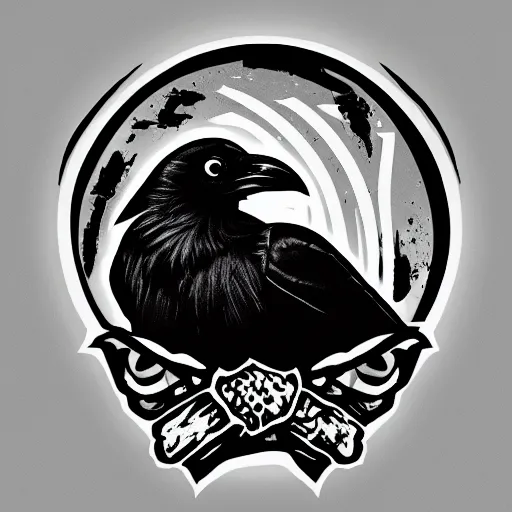 Prompt: Raven, in the style of dribbble mascot