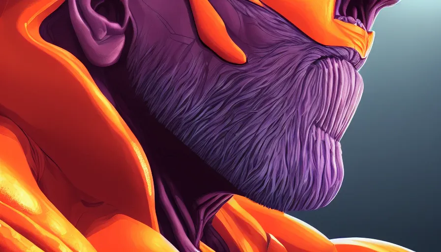 Prompt: Digital painting of orange Thanos, hyperdetailed, artstation, cgsociety, 8k