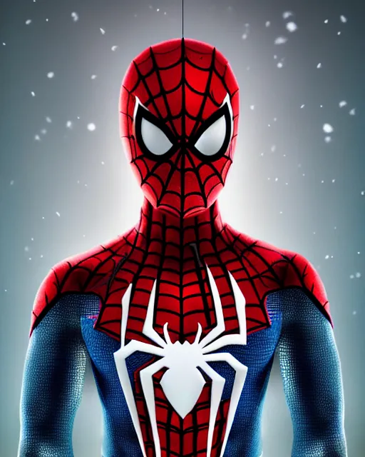 Image similar to spiderman in a christmas sweater, 8 k photo, portrait, dynamic lighting, fantasy concept art, trending on art station, stunning visuals, creative, cinematic, ultra detailed,