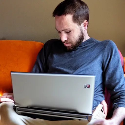 Image similar to this man is addicted to his laptop