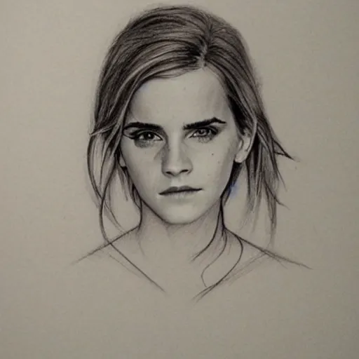 Image similar to emma watson seductive pencil sketch,