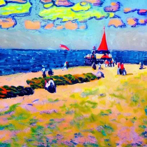 Image similar to a fauvist painting of the danish seaside