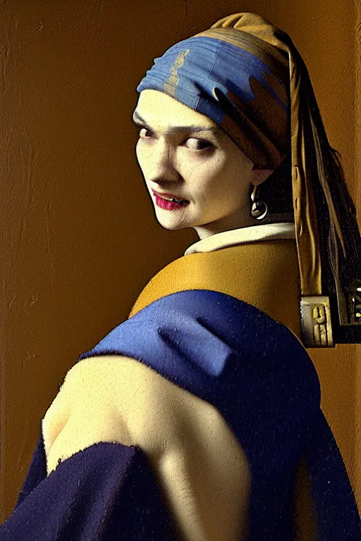 Prompt: johannes vermeer portrait of rachel weisz, baroque