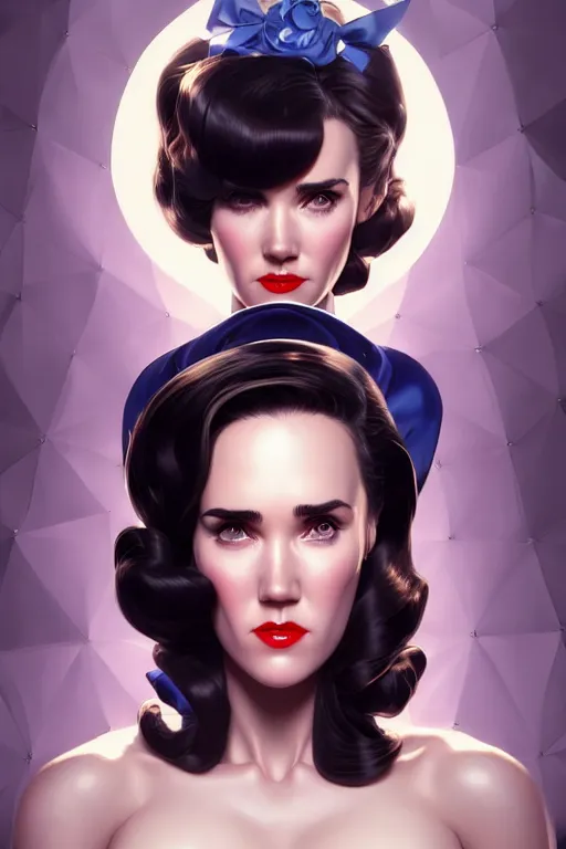 Image similar to a pin up and beautiful fashion charming dreamlke jennifer connelly, symmetrical face symmetrical eyes, character art, art by artgerm lau and wlop and and ilya kuvshinov and john singer sargent, hyperdetailed, 8 k realistic, symmetrical, frostbite 3 engine, cryengine, dof, trending on artstation, digital art